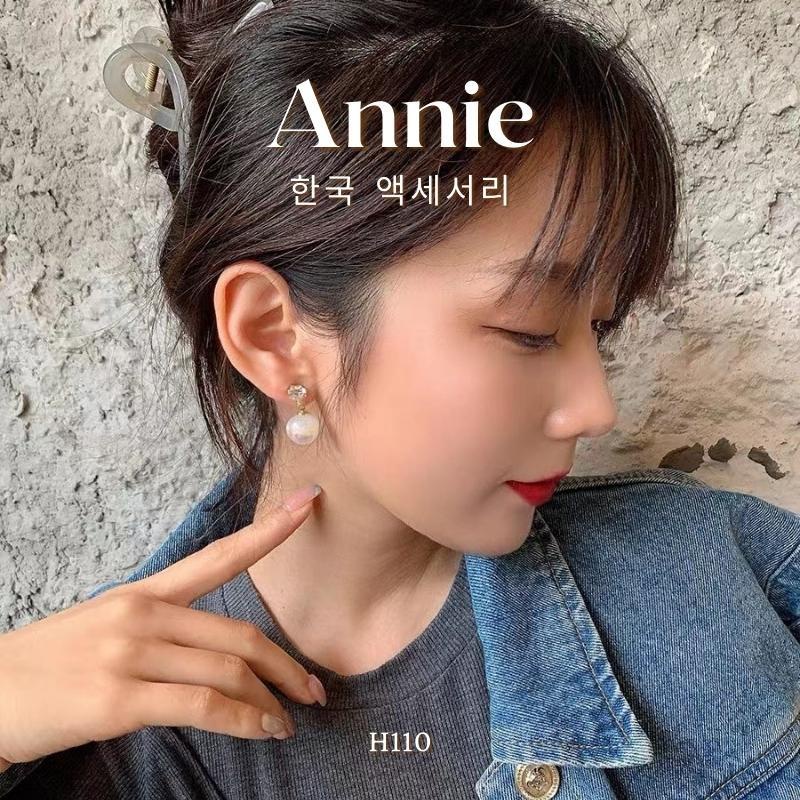 Bông tai hạt ngọc pha lê đính đá phong cách sang trọng hiện đại Annie H110