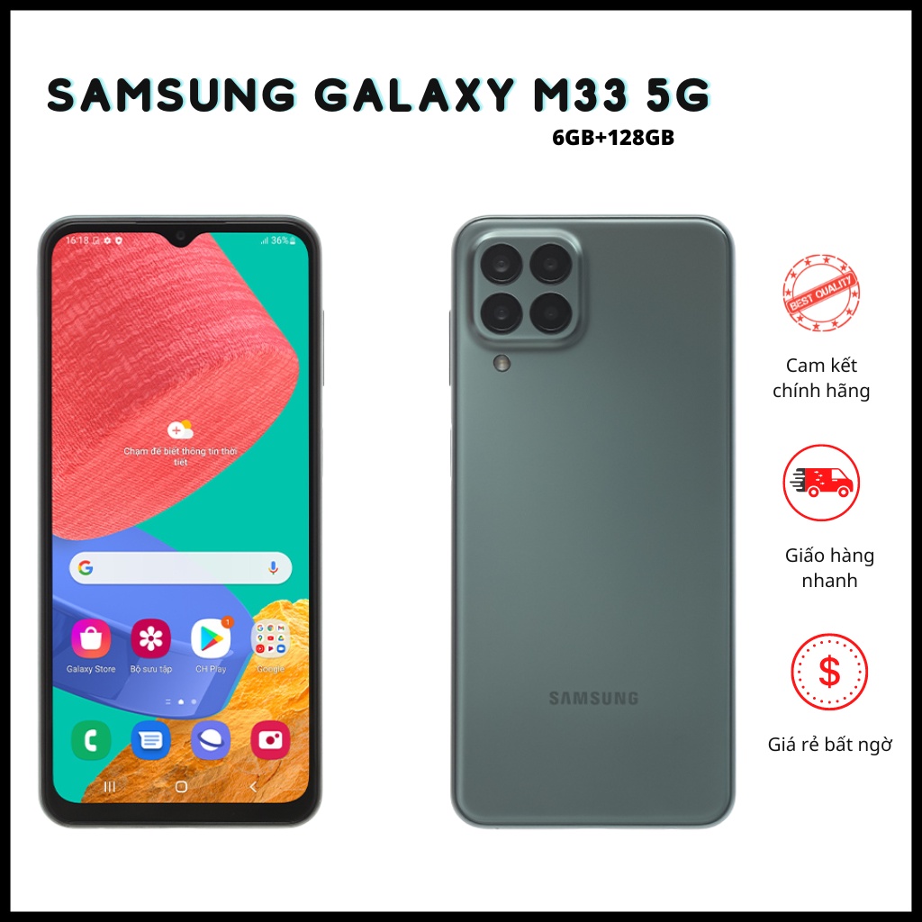 Điện thoại samsung galaxy M33 5G – Bộ nhớ trong 6GB+128GB – Điện thoại sam sung giá rẻ bảo hành đầy đủ