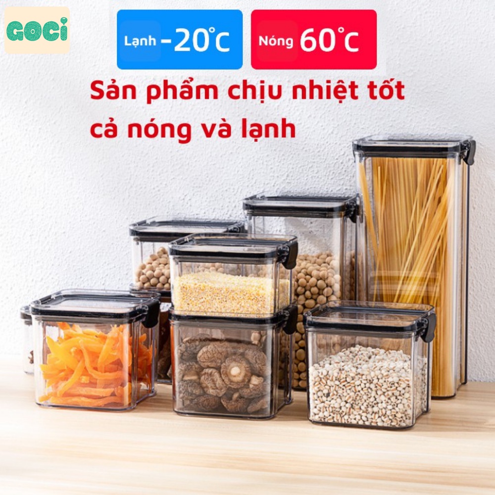 Hộp nhựa đựng ngũ cốc thực phẩm khô tủ lạnh bảo quản hạt khô bánh quy có nắp kín