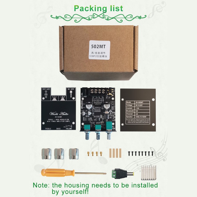 Bo Mạch Khuếch Đại Âm Thanh Hifi Zk-502Mm Bluetooth 5.0 2.0 Chuyên Dụng