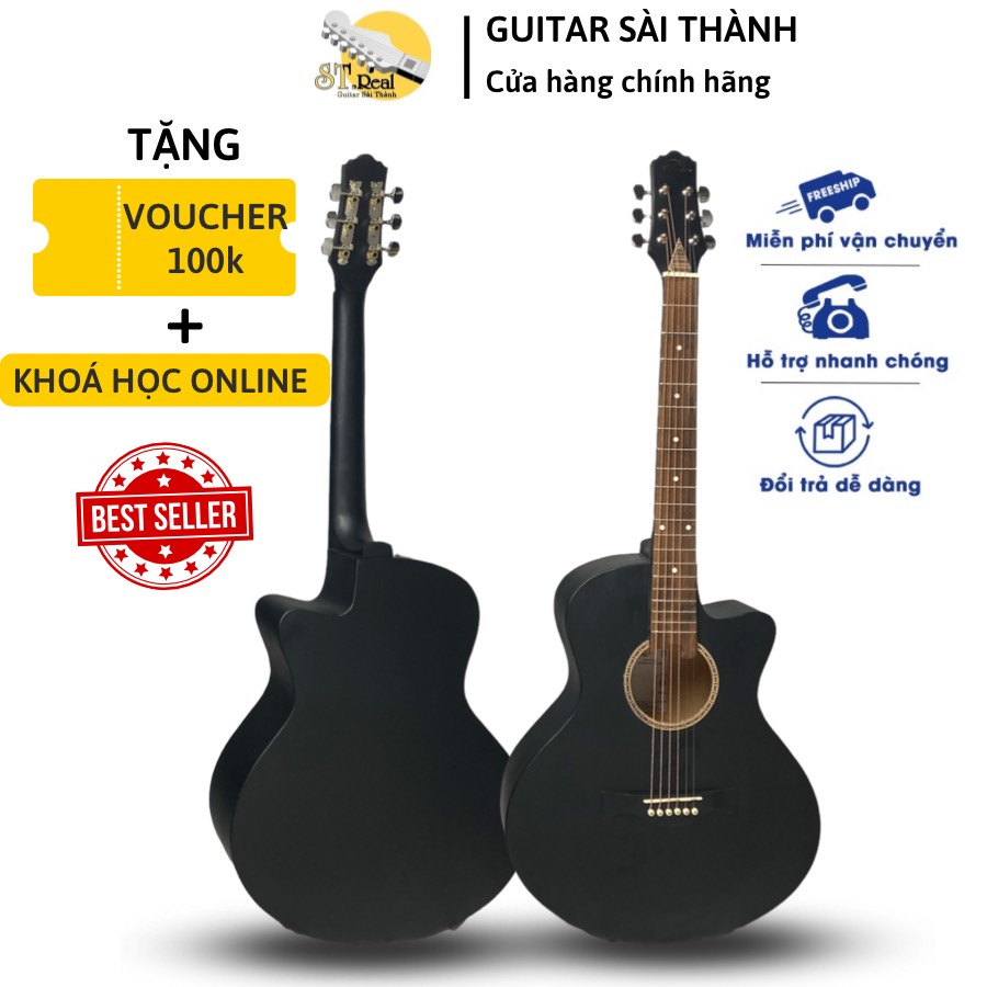 Đàn Guitar Acoustic Chính Hãng ST.Real Mã ST-X1 (Black) Có Ty Chỉnh Cần Chất Liệu Gỗ Nhập Khẩu