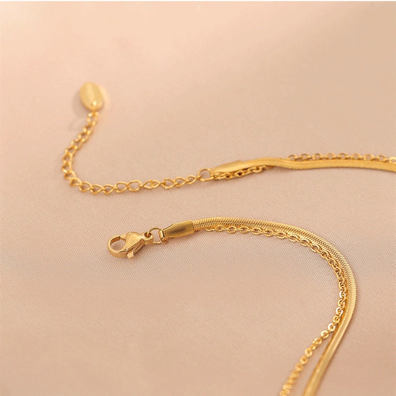 dây chuyền titan cho nữ nhiều lớp LOVE Chữ cái hình trái tim Vòng cổ bằng thép không gỉ vàng 18k Phụ kiện chính hãng của Hàn Quốc