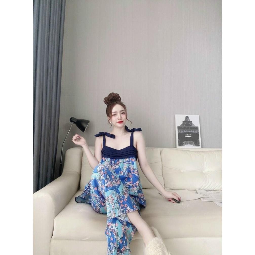 Đồ Bộ Mặc Nhà 2 Dây Senvistore, Đồ Ngủ Nữ Lụa Cao Cấp Quần Dài Mềm mại xinh xắn