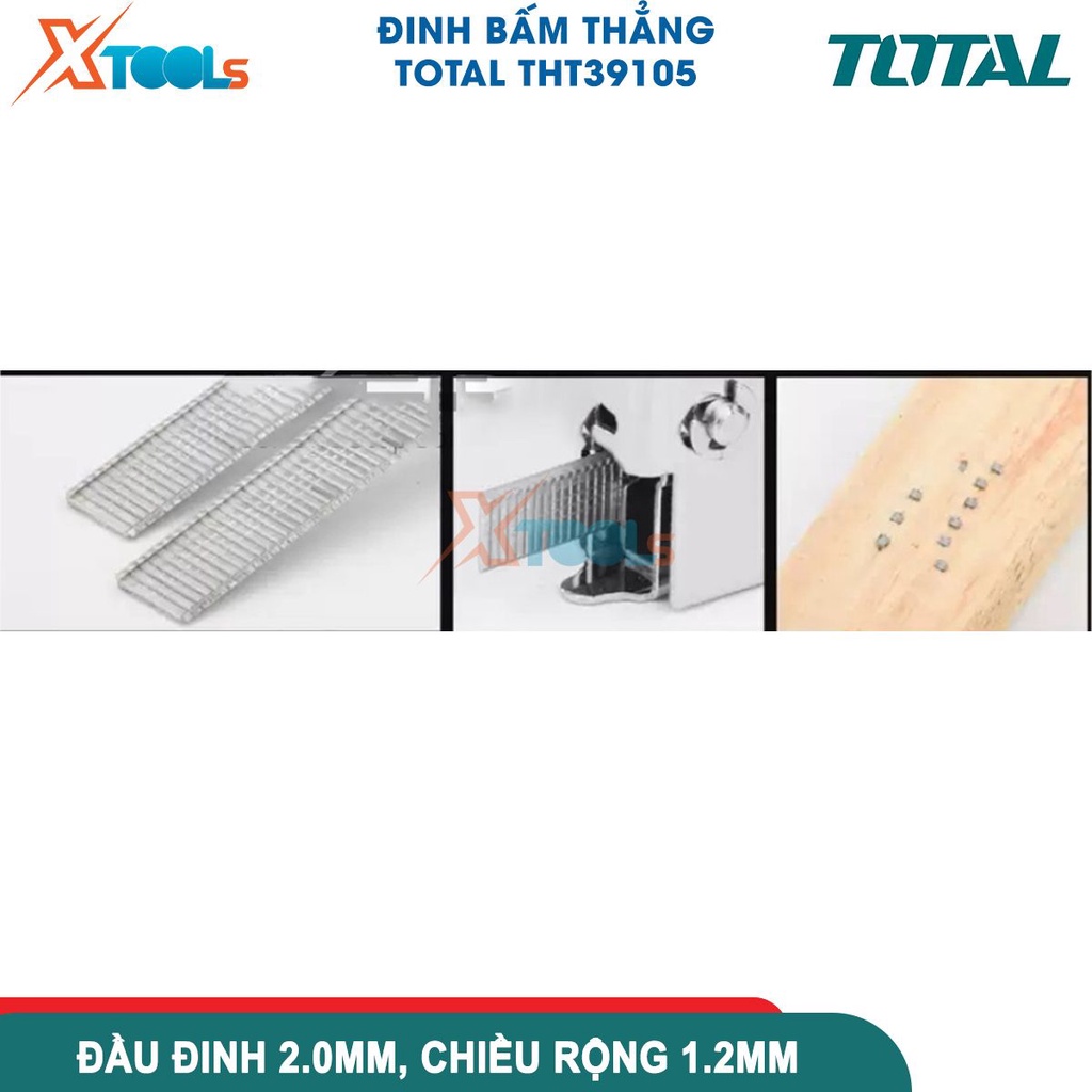 Đinh bấm thẳng 10mm TOTAL THT39105, số lượng 5000 cái/hộp,đầu đinh 2.0mm, chiều rộng 1,2mm thích hợp -CHÍNH HÃNG-XTOOLS