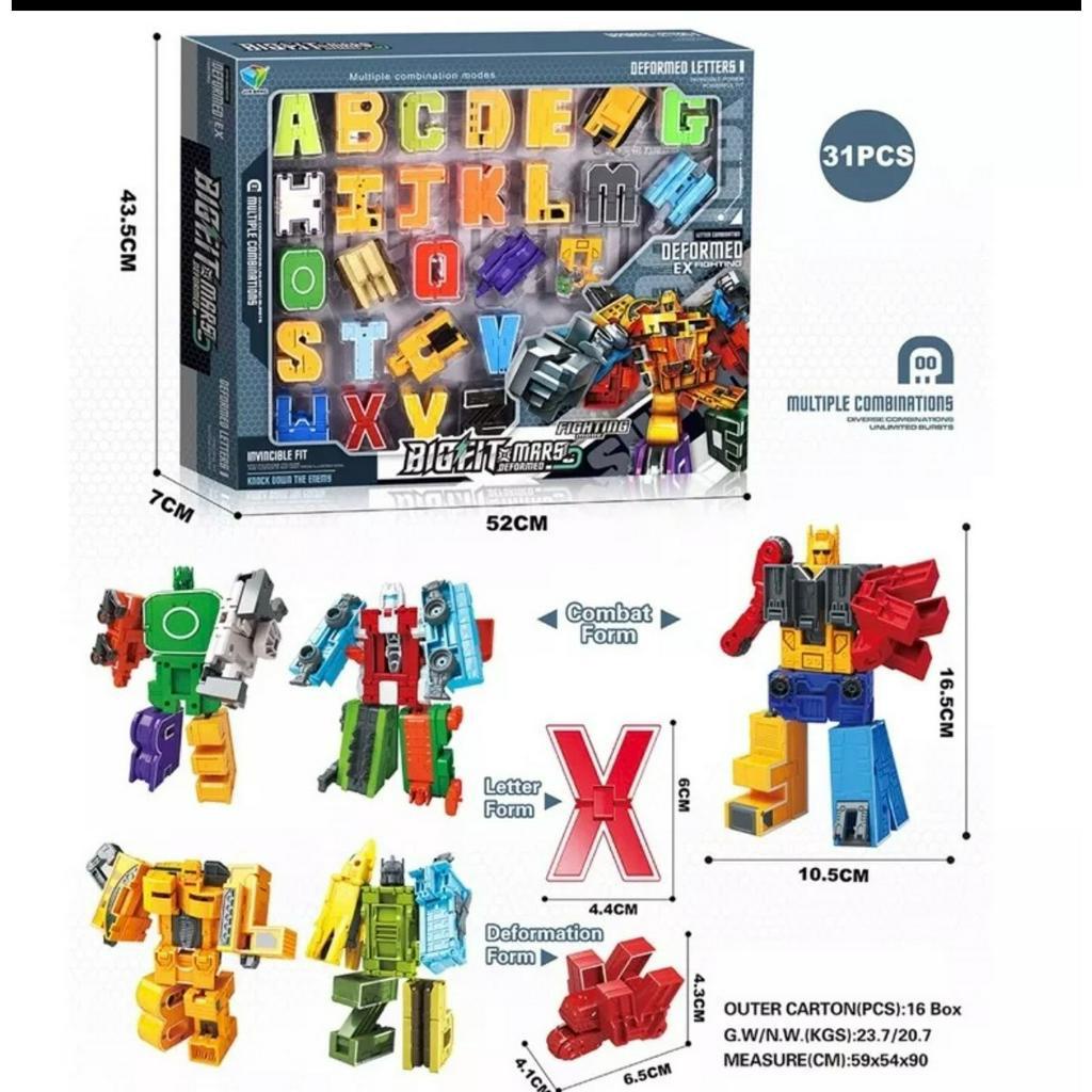 Bộ Đồ Chơi 27 Chữ Cái Biến Hình Lắp Ghép Robot