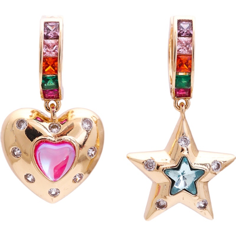 Khuyên Tai Hình Ngôi Sao Trái Tim Phong Cách retro Thời Trang Âu Mỹ