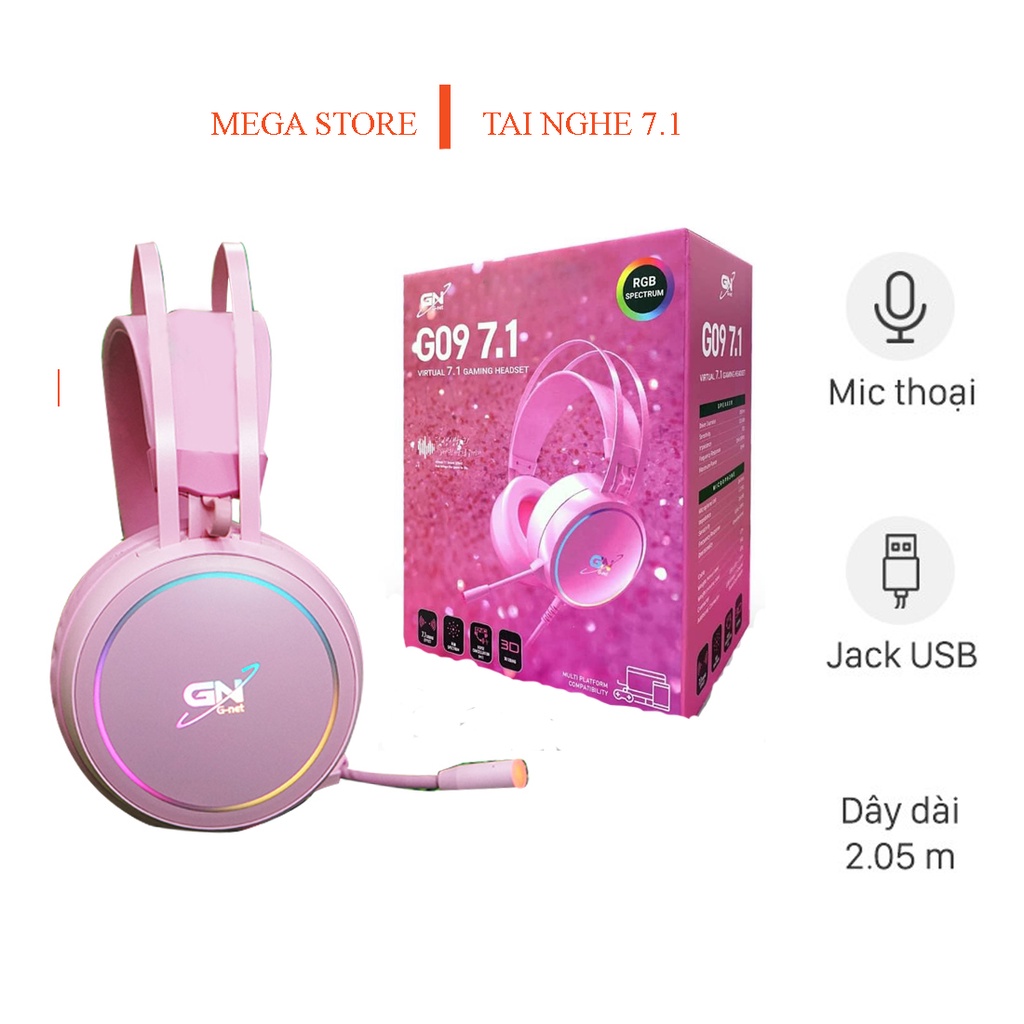 Tai Nghe Gaming G-Net LED RGB 7.1 - Tai Nghe Chụp Tai Có Micro LED Dùng Cho Laptop Và Máy Tính