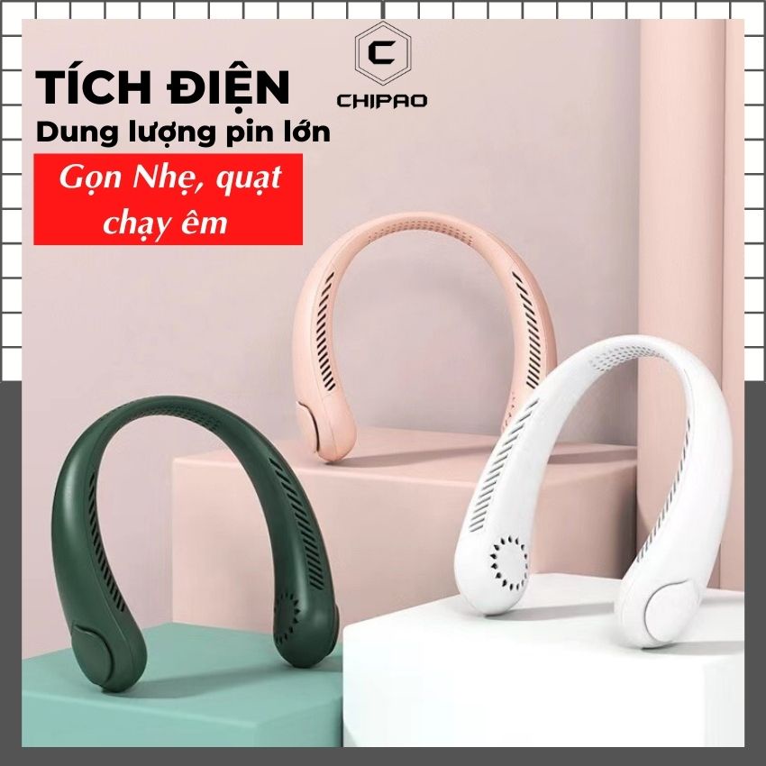 Quạt mini đeo cổ tích điện sạc USB tiện dụng không cánh CHIPAO STORE