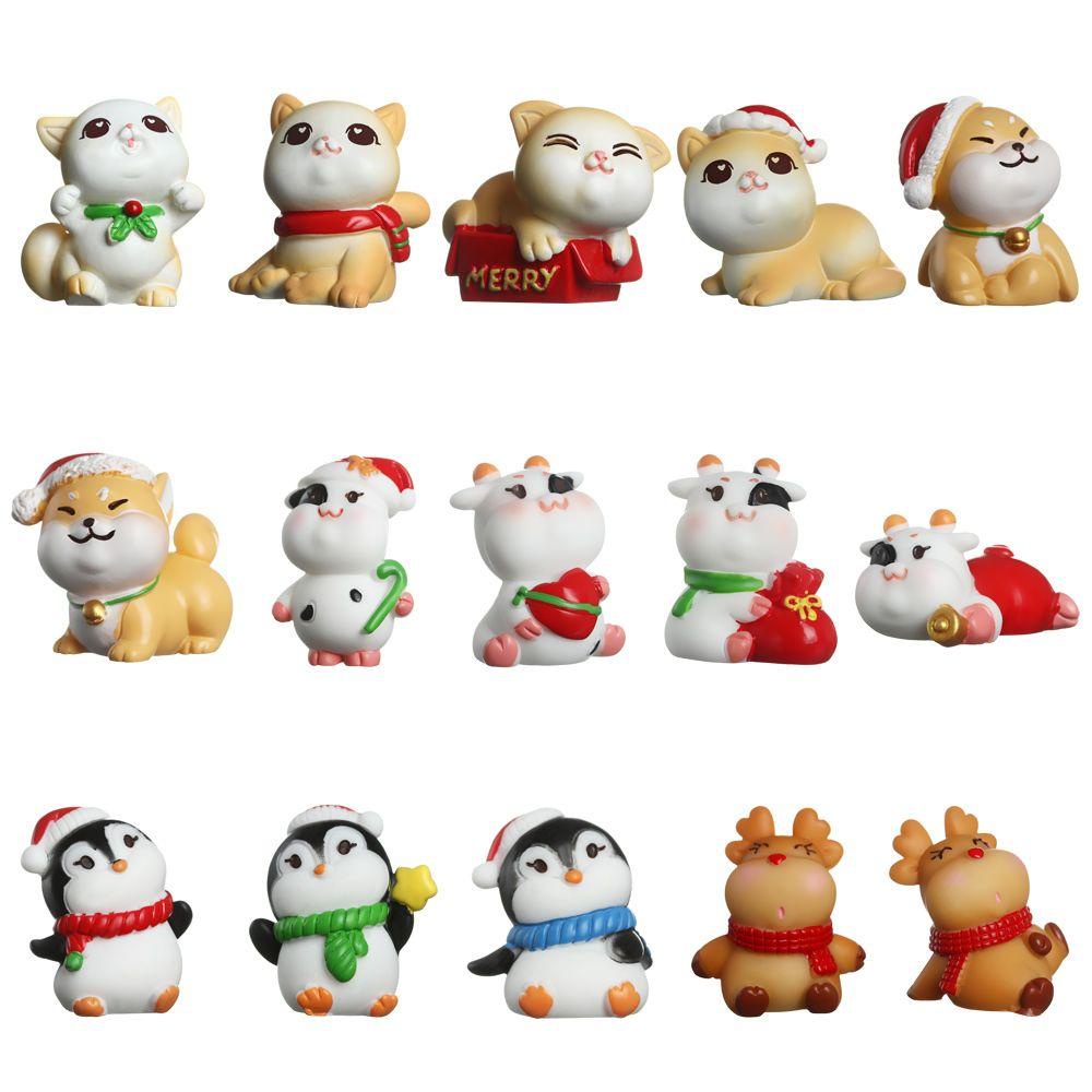 CONOPERY Mô Hình Chó Mèo Mini Trang Trí Giáng Sinh