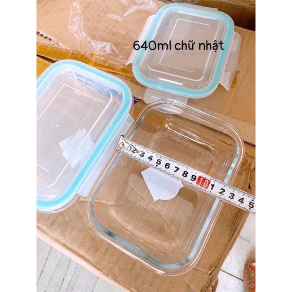 HỘP THUỶ TINH CHỮ NHẬT NẮP TRONG 640ml