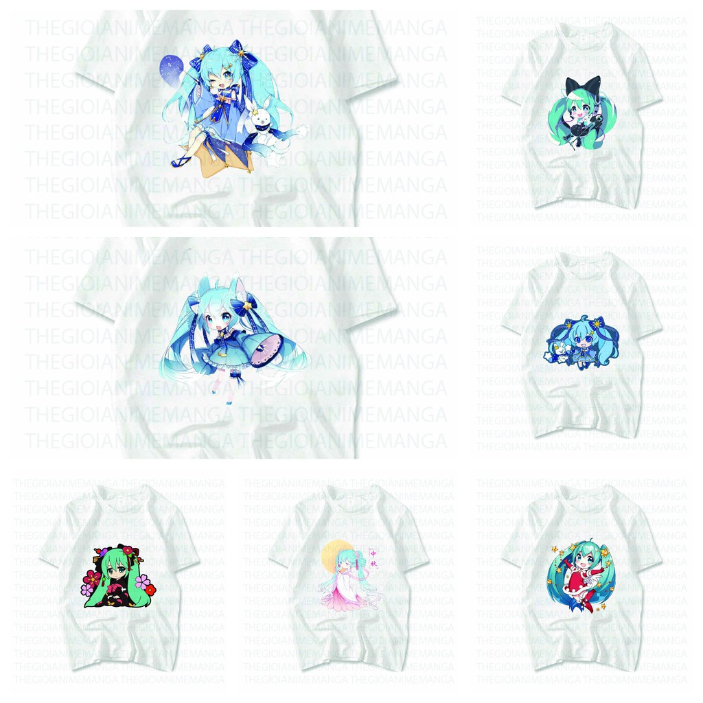 Áo thun phông trắng in hình HATSUNE MIKU Vocaloid anime chibi xinh xắn dễ thương