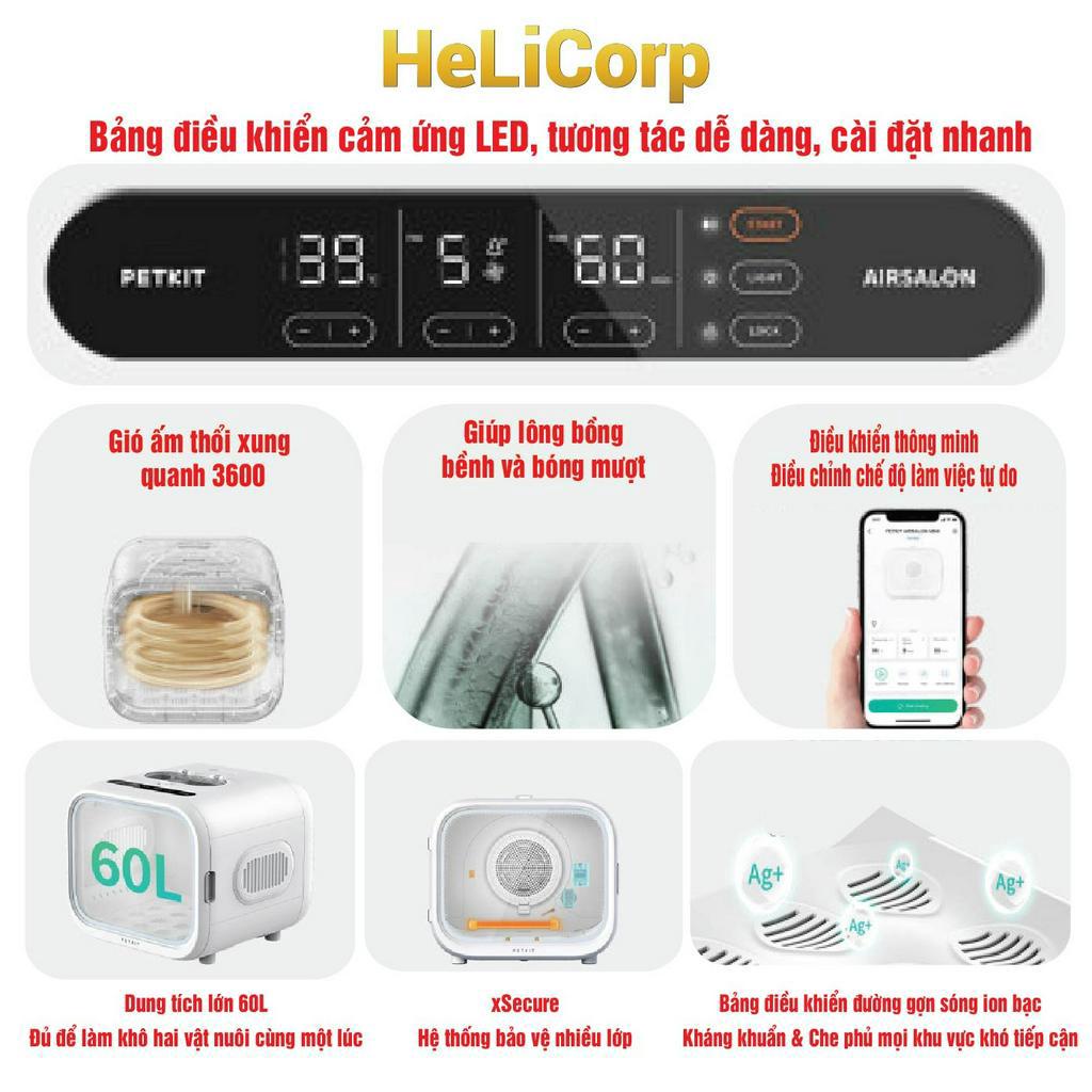 Máy Sấy Cho Chó Mèo, Lồng Sấy Lông Thú Cưng Petkit Air Salon Max Pro 2024