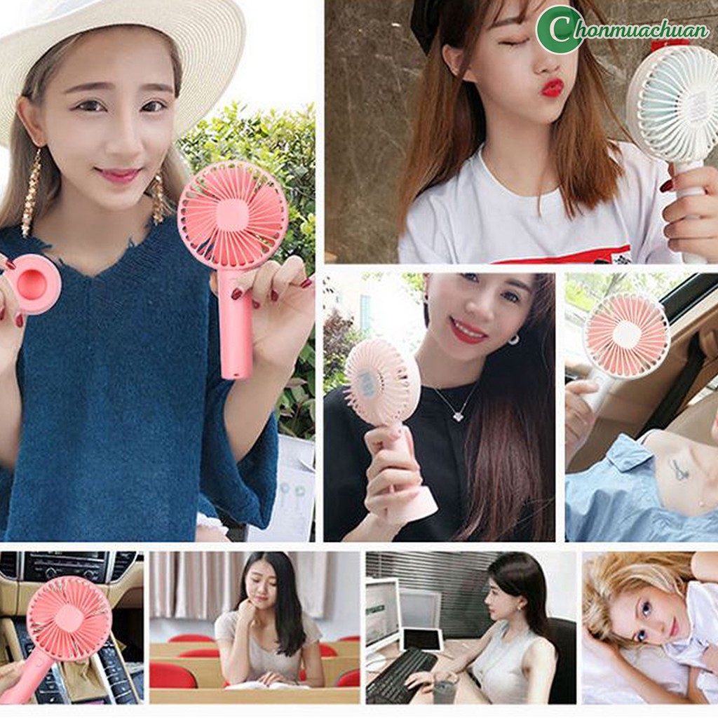 Quạt Mini Fan Cầm Tay Có Để Sạc - Quạt Mini Cầm Tay Cute