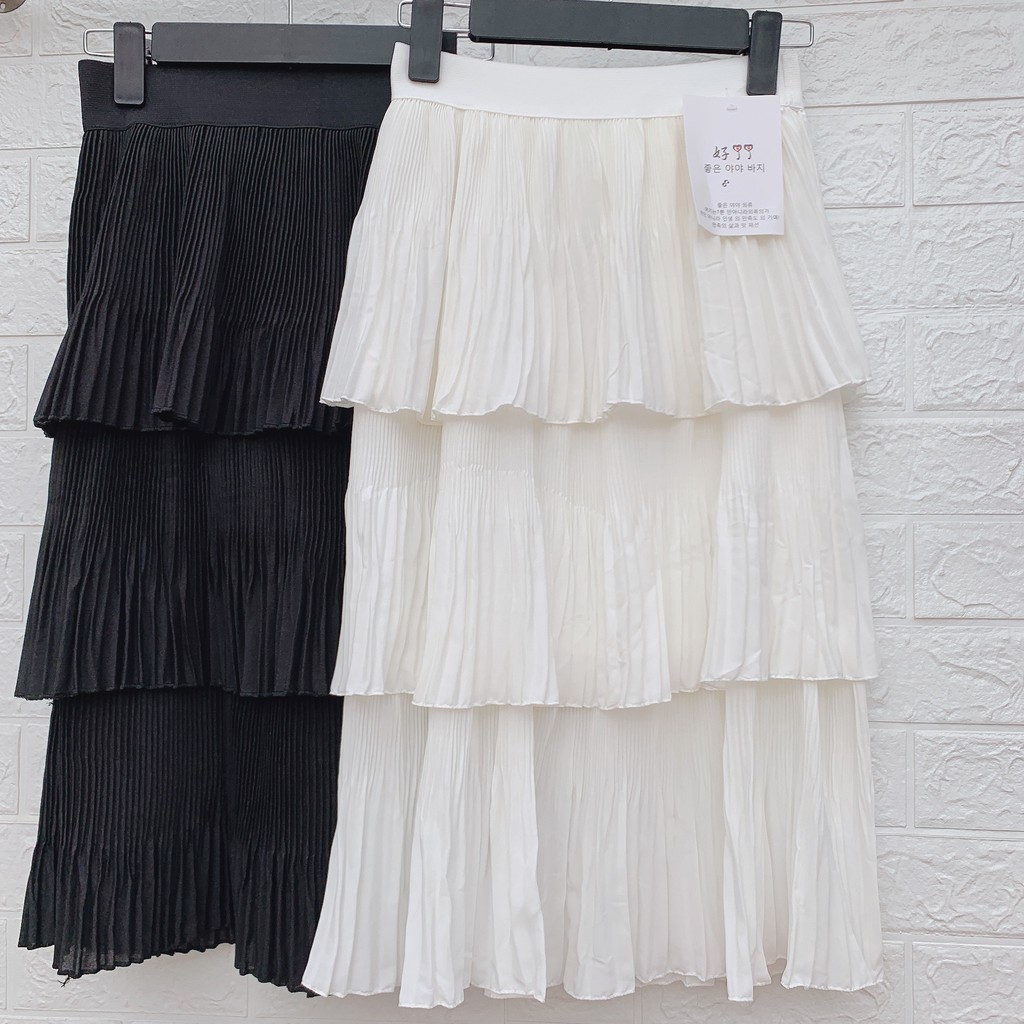 Chân váy 3 tầng xếp li-Chân váy tầng dài Cạp Chun Cao Cấp[ Video Shop Tự Quay] | BigBuy360 - bigbuy360.vn