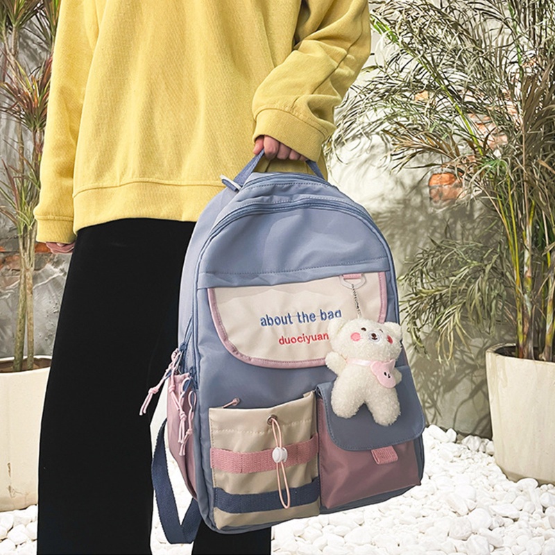 Ba Lô Dù Đi Học Màu Trơn Chống Thấm Nước Chống Trộm Thời Trang Ví