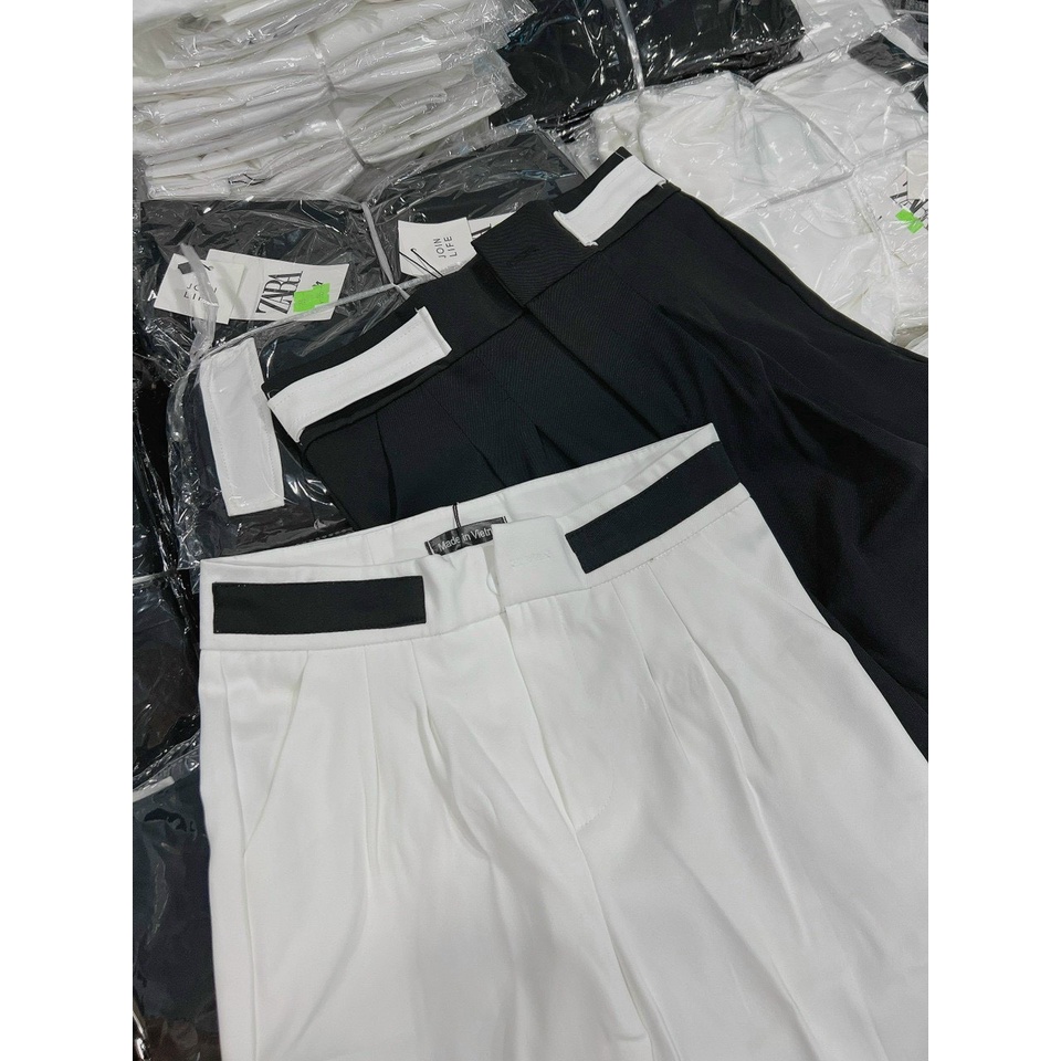 Quần bagy 1 cúc phối màu đen trắng chất  liệu vải ruby kiểu mới siêu đẹp