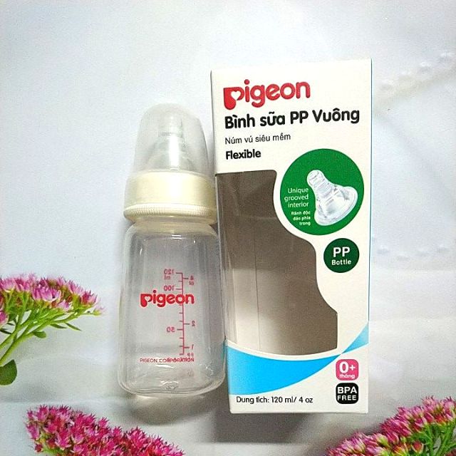 Bình sữa PP vuông Pigeon cổ hẹp(120ml)