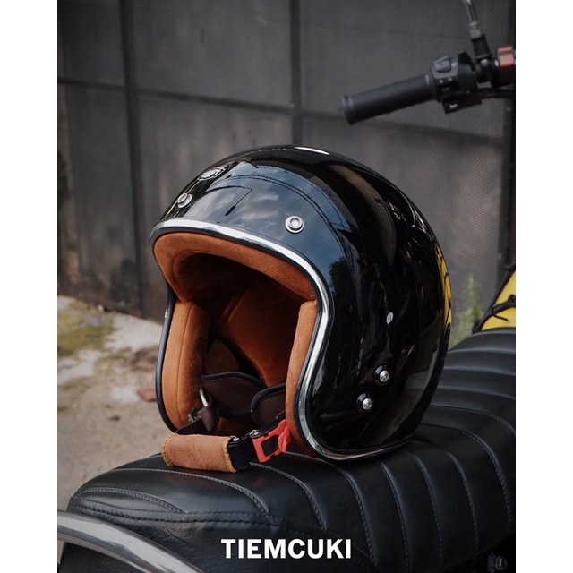 Nón bảo hiểm Kraft Helmet - Đen bóng - Vintage Motocycle