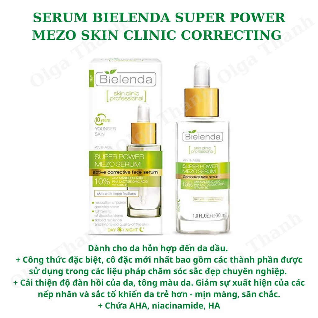 Serum Bielenda Super Power Mezo trẻ hoá da, se khít lỗ chân lông