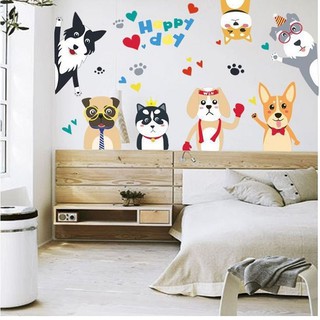 Decal dán tường hình thú Happy Day