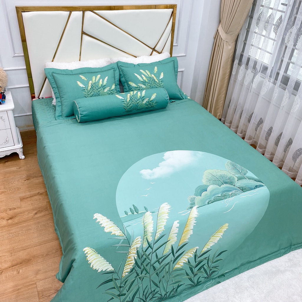 Chăn Ga Cotton Hàn Quốc , Chăn Hè Khách Sạn Sét 5 Món Đủ Size