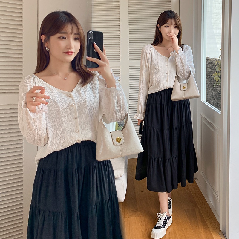 Chân váy nữ 🌸 Váy babydoll xếp tầng với thiết kế dáng dài maxi màu đen phong cách công chúa HOLASTORE99 | BigBuy360 - bigbuy360.vn