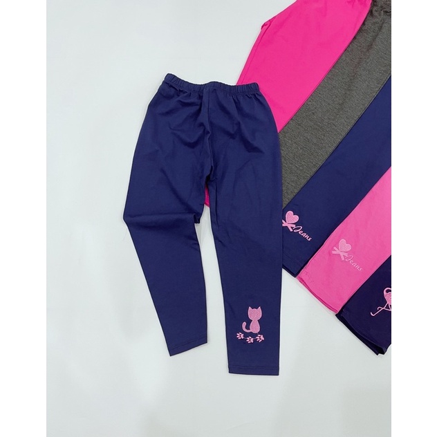 QUẦN DÀI/QUẦN LEGGING COTTON THÊU GẤU NHIỀU MÀU CHO BÉ GÁI