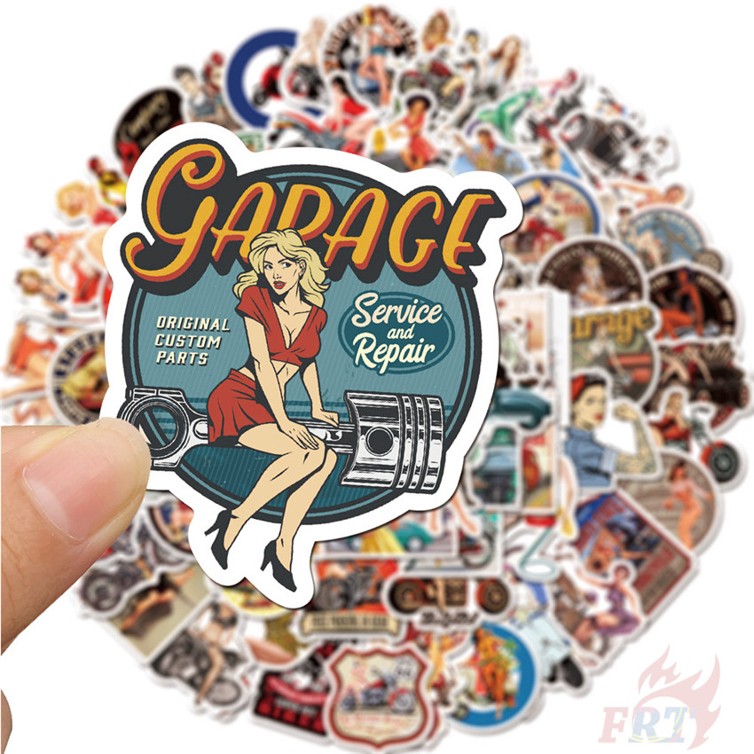 100Pcs/Set ❉ Pin-up Girls Series A Retro Motor Lady Beauty Stickers ❉ Fashion DIY Decals Doodle Stickers