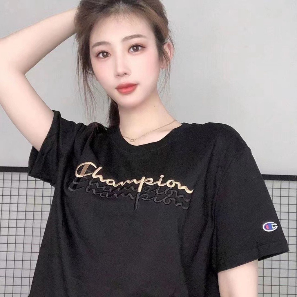Áo Thun Cộc Tay Champion Thêu 3 Line Unisex Hot Trend
