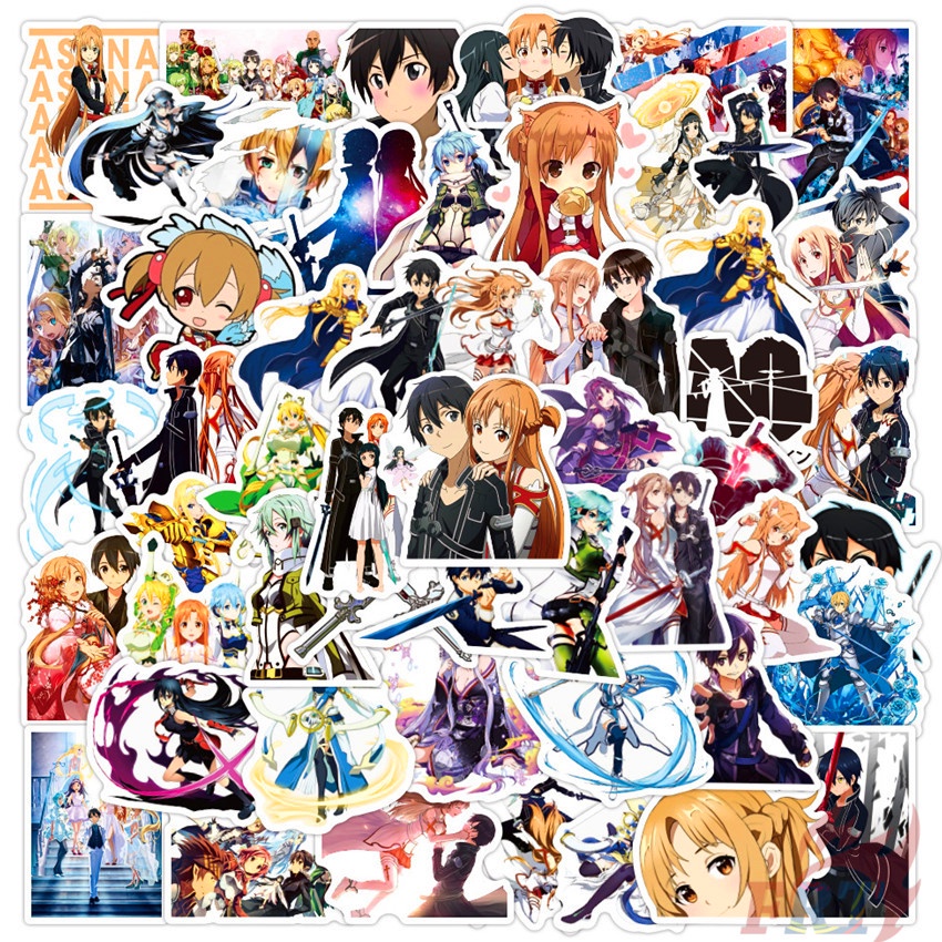 ❉ Hình Dán Trang Trí Kiểu Hoạt Hình Sword Art Online - Series 05 ❉ Bộ 50 Miếng Dán Trang Trí Vali Laptop DIY Hình Kirito Yuuki Asuna Asada Shino Thời Trang