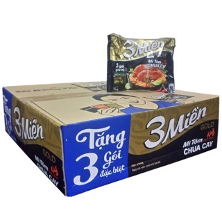 Mì ăn liền 3 miền tôm chua cay thùng 30 gói * 75 gam/ gói
