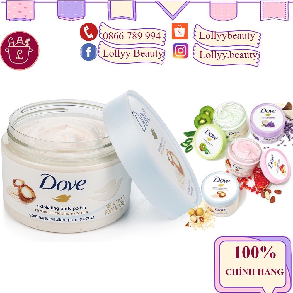 Tẩy Tế Bào Chết Body Dove Exfoliating Body Polish các mùi