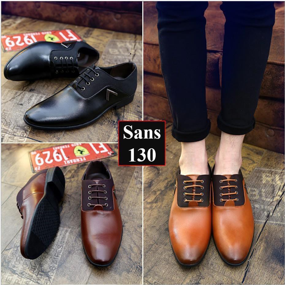 Giày Tây Nam Oxford Vải Da Đủ Màu Đen Nâu Vàng Sans Shop Sans130