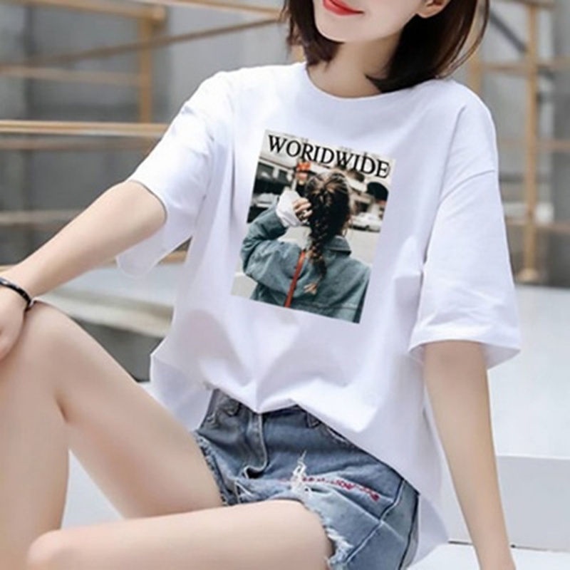 Áo Thun Cotton Tay Ngắn Dáng Rộng Thời Trang Mùa Hè Có Size Lớn Cho Nữ