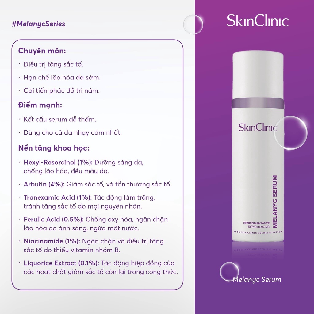 Tinh Chất Giảm Nám Chuyên Sâu Melanyc Serum - Skin Clinic - Bác Sĩ Da Liễu An