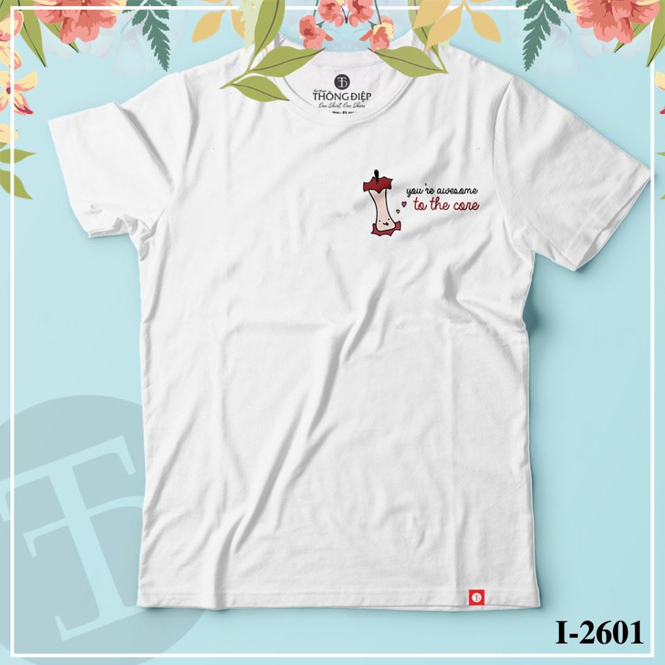 I-2601 ÁO IN HÌNH TÁO LOGO ĐƠN GIẢN RẤT CHẤT [Xưởng Áo Đôi Giá Sỉ]