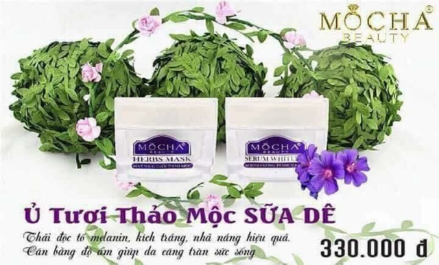 Ủ TƯƠI THẢO MỘC SỮA DÊ MOCHA ( thải độc tố sạch mụn cám, mụn đầu đen kích trắng mịn hồng hào)