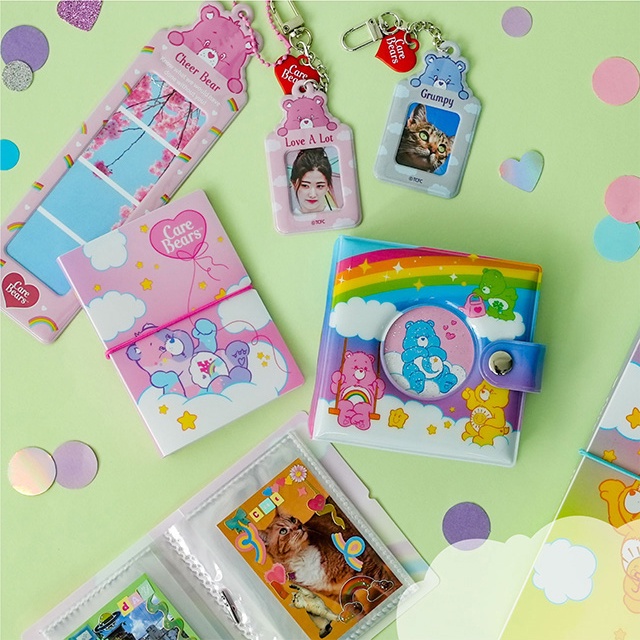 DAISO CARE Bear Collect Book Album sưu tập 4 lỗ 1 ngăn 3 lỗ kèm móc khóa mini hình gấu chăm sóc Hàn Quốc