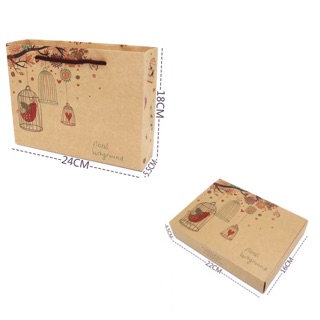 Bộ túi hộp đựng bánh trung thu lồng chim 6 bánh 50-75g