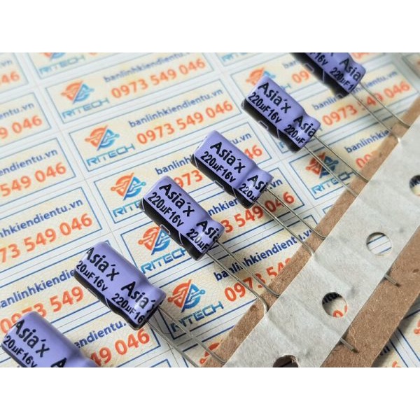 [Combo 20 chiếc] Tụ hóa 220uF 16V kích thước 6x12mm hãng Asia’x