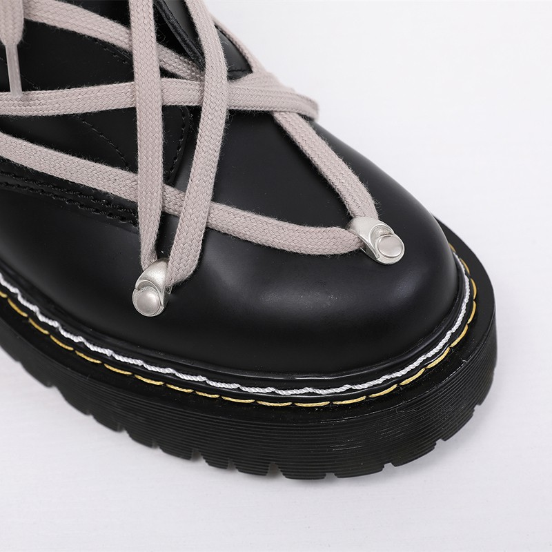 Giày bốt martin bằng da thật đế bằng thời trang đi mô tô cho nam và nữ