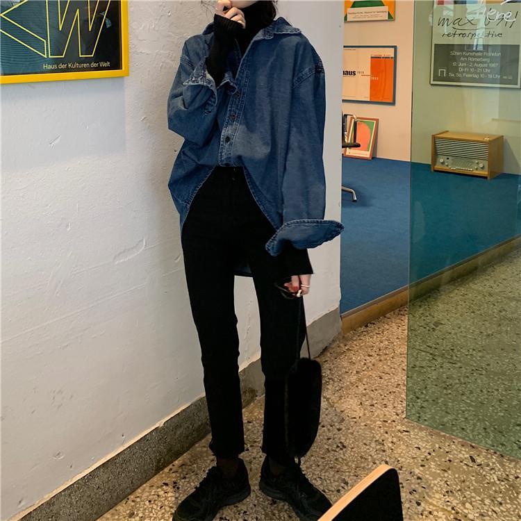 Áo Sơ Mi denim Tay Dài Thời Trang Hàn Quốc 2022