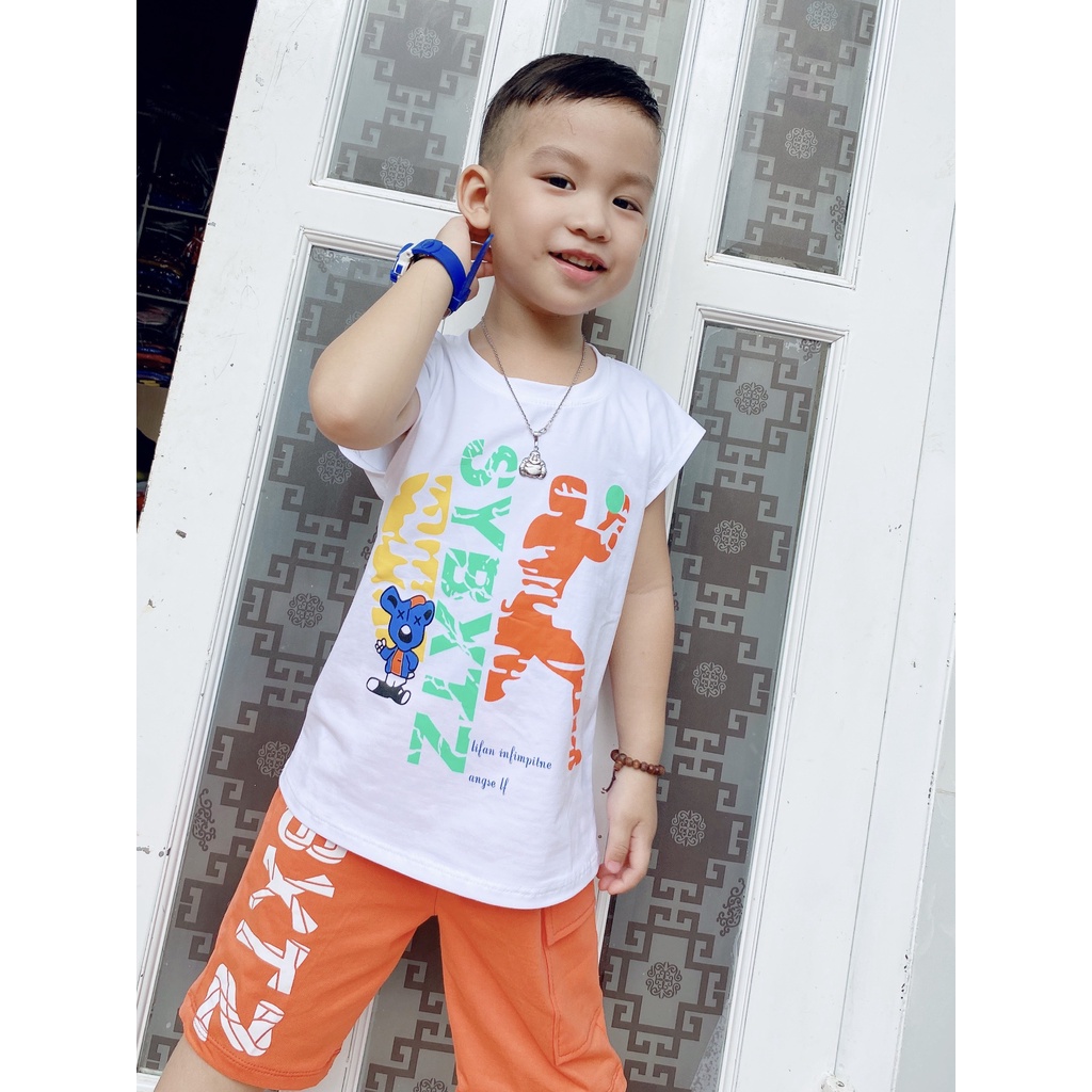 Đồ bộ bé trai chất liệu thun cotton 100% cao cấp cho bé từ 8-36 kg