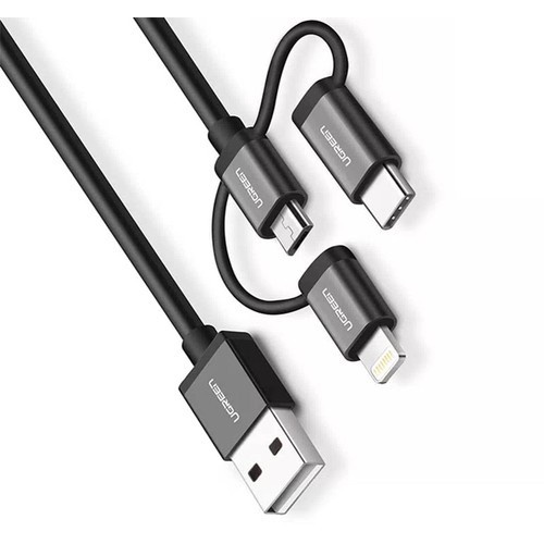 Ugreen 30783-Cáp sạc 3 trong 1 Micro USB/USB Type C/dài 0,5m chính hãng