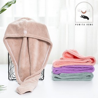 Khăn Quấn Khô Tóc Siêu Thấm Lau Đầu Ủ Tóc Hàn Quốc Khô Siêu Nhanh Loại Dày PUMITA