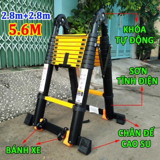 Thang nhôm rút đôi chữ A 2.8m,chữ I 5.6M Sumika SKS560D NEW 2020 (sơn tĩnh điện) bảo hành 2 năm