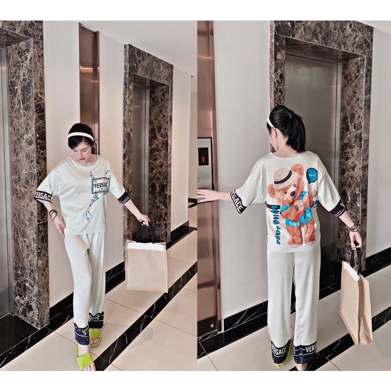 🌵 Đồ bộ ngủ mặc nhà Pijama LỤA LATIN tay ngắn quần dài 🌵 dưới 65kg - BẦU BÍ SAU SINH BON CHEN THOẢI MÁI | BigBuy360 - bigbuy360.vn