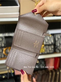 [ẢNH THẬT] - Ví lv mini cúc bấm nâu có sẵn