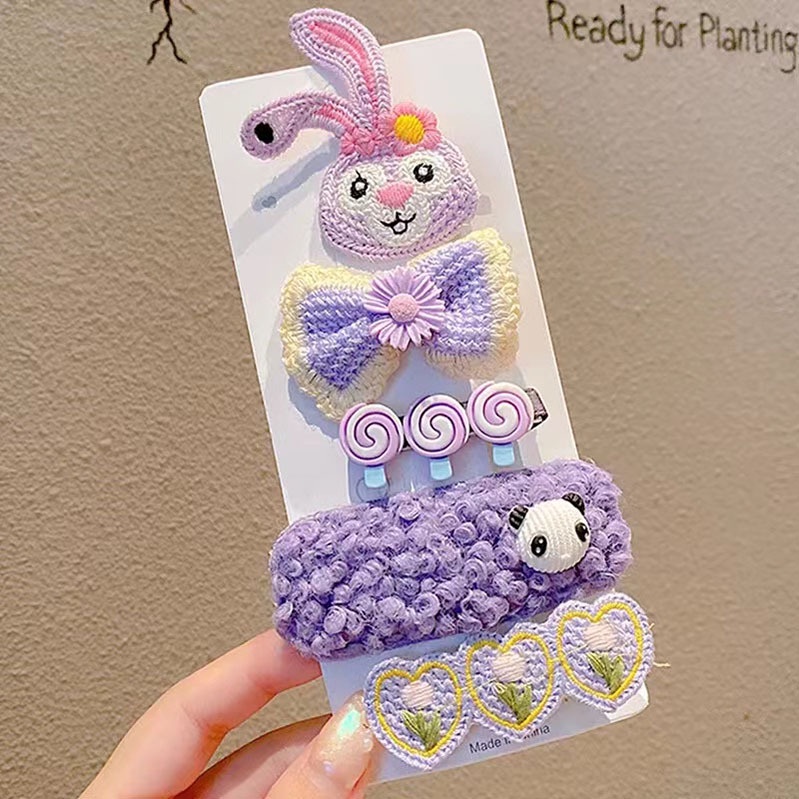 Set 5 Kẹp Tóc Hình Hoạt Hình Dễ Thương Cho Bé Gái