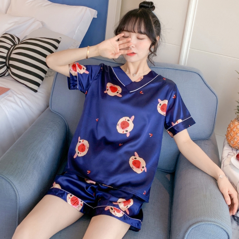 Set Đồ Ngủ Áo Thun Tay Ngắn + Quần Short Phong Cách Hàn Quốc | BigBuy360 - bigbuy360.vn